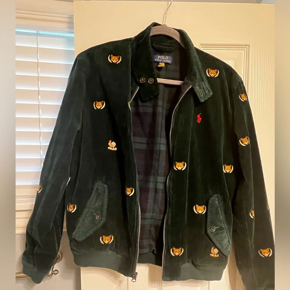 Dark Green corduroy Ralph Lauren Polo jacket with Fox and Rooster Embroidery - Picture 3 of 6